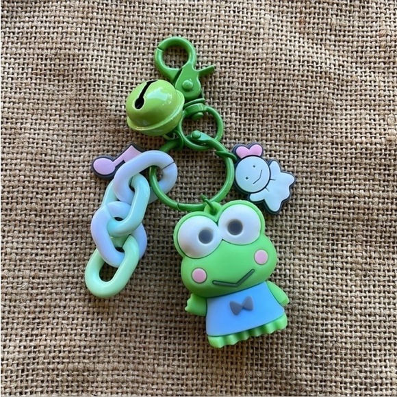 Hello kitty & Friend Keroppi Key Rink Key Fob Bell Charm 3 D  Sanrio New - Picture 6 of 6